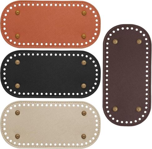 suiwotin 4pcs Bag Bases for Crochet, 8.7 x 4 Inch PU Leather Bag Bottom Pad for DIY Crochet Bags, Handbag, Purse, Tote, Shoulder Bags (Black, Dark Brown, Gold, Silver) in Saudi Arabia
