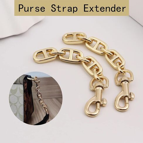 Purse Strap Extender 2Pcs Bag Extender Chain for Shoulder Bag Metal Chain Strap Extender Replacement Purse Extender Bag Extender Accessory(2 Pieces Shiny gold) in Kuwait