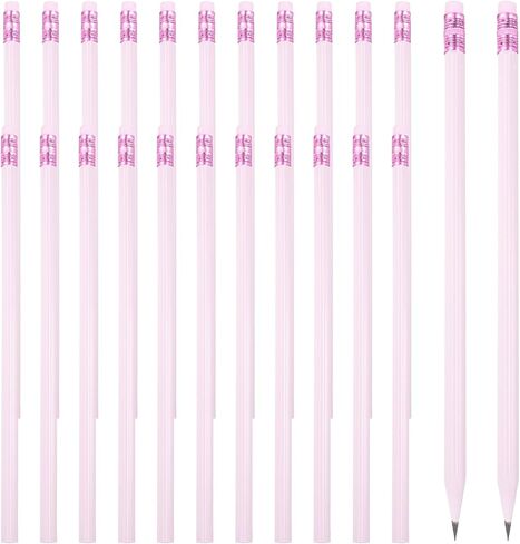 PATIKIL Round Pencils, 24 Pcs Triangle HB Graphite Pencil Wooden Pencils with Eraser for Classroom Office Writing Drawing Supplies, White in Kuwait