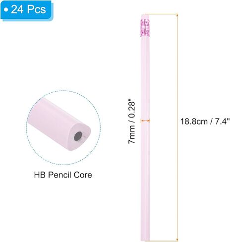 PATIKIL Round Pencils, 24 Pcs Triangle HB Graphite Pencil Wooden Pencils with Eraser for Classroom Office Writing Drawing Supplies, White in Kuwait