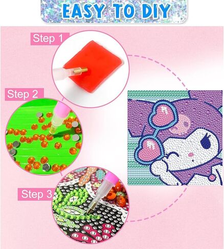 YSUNETER Diamond Painting Kits for Kids Beginner - Framed DIY 5D Full Drill Diamond Art Kits for Children, Cute Animals Round Crystal Rhinestone Gem Art Crafts Home Wall Art Decor 5.9 x 5.9 Inches in Saudi Arabia