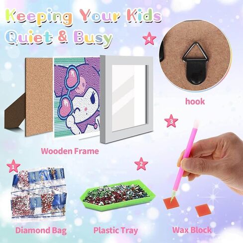 YSUNETER Diamond Painting Kits for Kids Beginner - Framed DIY 5D Full Drill Diamond Art Kits for Children, Cute Animals Round Crystal Rhinestone Gem Art Crafts Home Wall Art Decor 5.9 x 5.9 Inches in Saudi Arabia