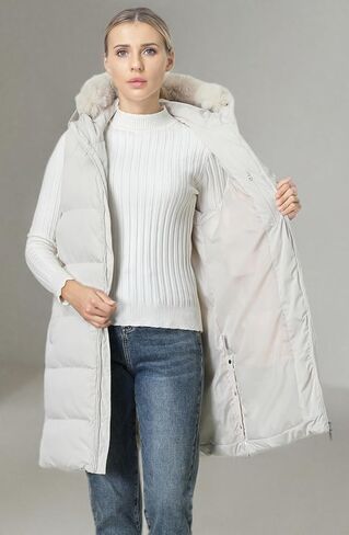 سترة منتفخة طويلة مقاومة للماء للنساء من MOERDENG بدون أكمام معطف شتوي دافئ بديل ملابس خارجية بقلنسوة in Kuwait