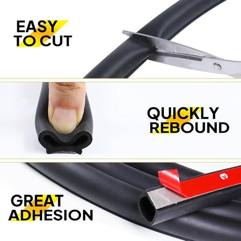 25Ft D-Shape Rubber Weather Stripping - 1/2" X 7/16" Car Door Seal Strip Hollow with Bulb Gasket Weatherstrip(Self-Adhesive) Soundproof for Automotive Door Window in Kuwait