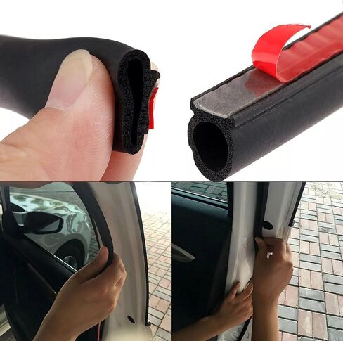 25Ft D-Shape Rubber Weather Stripping - 1/2" X 7/16" Car Door Seal Strip Hollow with Bulb Gasket Weatherstrip(Self-Adhesive) Soundproof for Automotive Door Window in Kuwait