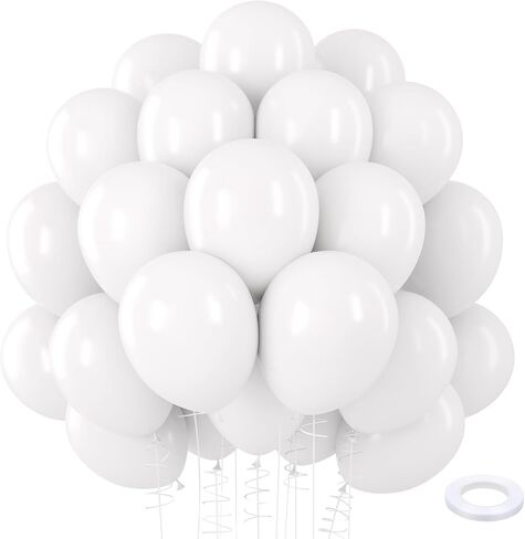 110 Pack White Balloons 12 Inch, White Latex Party Balloons for Birthday Party Graduation Engagement Anniversary Baby Showers Wedding Decorations New Year Decorations in Saudi Arabia