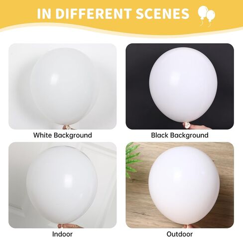 110 Pack White Balloons 12 Inch, White Latex Party Balloons for Birthday Party Graduation Engagement Anniversary Baby Showers Wedding Decorations New Year Decorations in Saudi Arabia