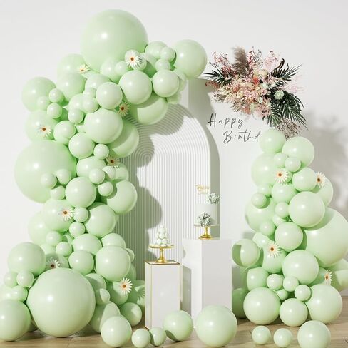 Pastel Green Balloons in different sizes 5 10 12 18inch-134pcs Pastel Green Balloons for Garland Arch，Baby Shower Graduation Wedding Anniversary Gender Reveal Birthday Party Decorations in Saudi Arabia