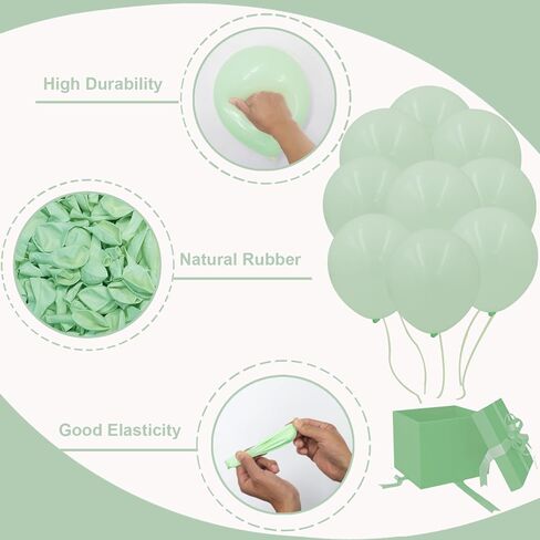Pastel Green Balloons in different sizes 5 10 12 18inch-134pcs Pastel Green Balloons for Garland Arch，Baby Shower Graduation Wedding Anniversary Gender Reveal Birthday Party Decorations in Saudi Arabia