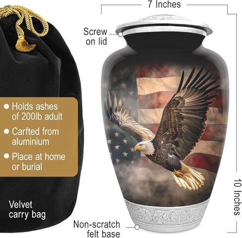 Blue Keepsake Urn for Adult Human Ashes | Large Handcrafted Funeral Memorial | Hummingbird Funeral Decorative Cremation Keepsake urn for Women and Men in Kuwait