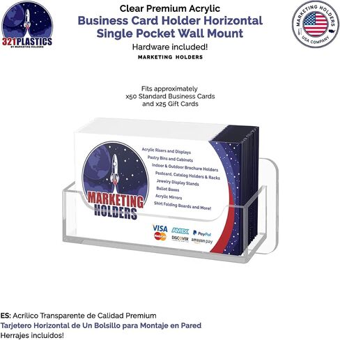 Marketing Holders Hanging Business Card Holder with Hardware for 3.5" x 2" Gift Cards Retail Holder Reward Points and Contact Card Display Clear Acrylic Rack in Saudi Arabia
