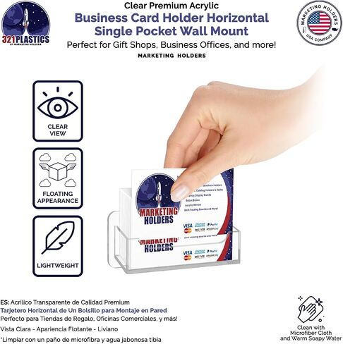 Marketing Holders Hanging Business Card Holder with Hardware for 3.5" x 2" Gift Cards Retail Holder Reward Points and Contact Card Display Clear Acrylic Rack in Saudi Arabia