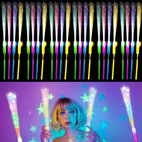 12 Pcs Fiber Optic Wand,Glow Wands,Fiber Optic Light Wand,Light up Wands Bulk,LED Fiber Optic Wands,Glow Party Supplies for Wedding,neon Party,New Year Party Favors,Bar DJ,Halloween,Christmas in Saudi Arabia