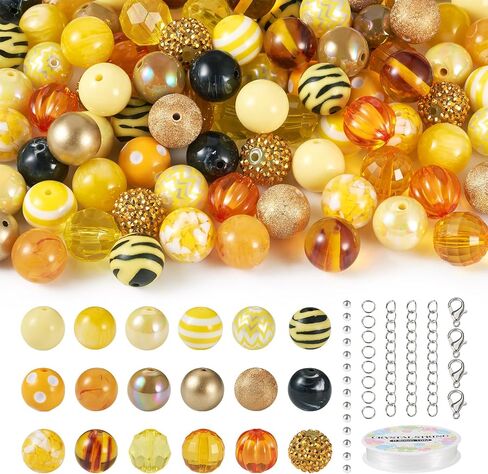 cheriswelry 82pcs 20mm chunky bubblegum heads مجموعات مع حبات الأكريليك راتنجات الراتينستون حبات الحلوى حلقة الجولة الحرف 32 أنماط لصنع المجوهرات DIY in Kuwait