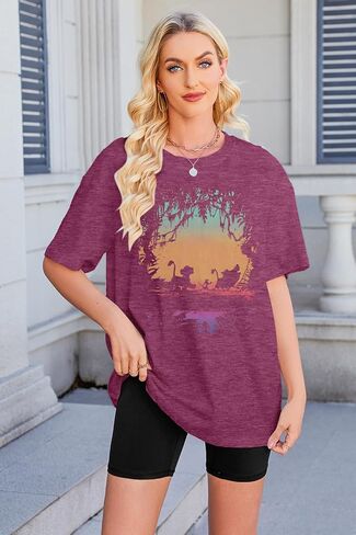 FASHGL Magic Word T Shirt Women Funny Animal Graphic Print Pine Tree Shirts Casual Short Sleeve Nature Tee Tops in Kuwait