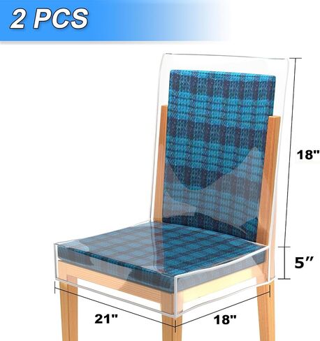 Cosmos 2 Pcs Plastic Seat Covers for Dining Room Chairs, Clear PVC Chair Seat Slipcovers Waterproof Heavy Duty Chair Protector Cover Plastic Dining Chair Dust Cover, 18 x 17 x 4 In (Half Size - 2 Pcs) in Saudi Arabia