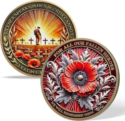Veterans Challenge Coin Thank You for Your Service Military Coin (Red Poppy) in Saudi Arabia