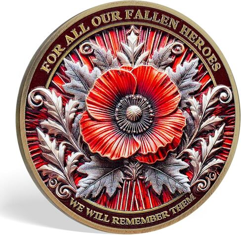 Veterans Challenge Coin Thank You for Your Service Military Coin (Red Poppy) in Saudi Arabia
