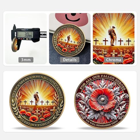Veterans Challenge Coin Thank You for Your Service Military Coin (Red Poppy) in Saudi Arabia