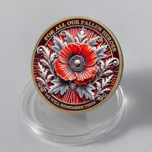 Veterans Challenge Coin Thank You for Your Service Military Coin (Red Poppy) in Saudi Arabia