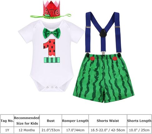 IMEKIS Toddler Baby Boys Melon 1st 2nd Birthday Cake Smash Outfit Romper + Shorts Bloomers + Suspenders Photo Shoot Clothes in Saudi Arabia