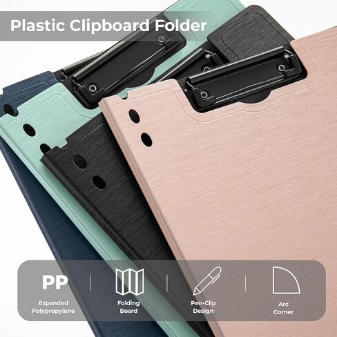 Y Yoma 2 Pack Pack Plastic Clipboard Folder مع مقطع منخفض للملفات المظهر المنخفض لـ A4 Size Size Sheet 360 Flip Flip Writing Pad Profile Clip Filed for Office School Business Classiros Outdoor ، Pink in Kuwait