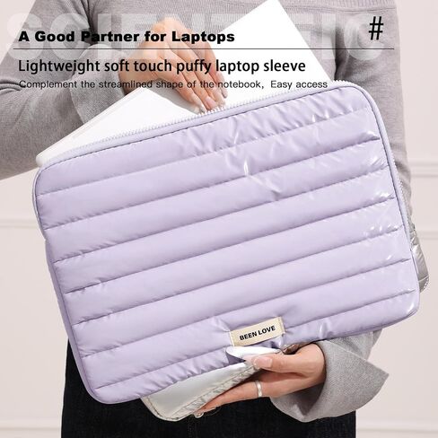 Teryeefi Laptop Sleeve Bag 15 Inch, Fashion Waterproof Puffy Soft Laptop Carrying Case for MacBook Air Pro 15 inch, Dell, Asus, HP 15 inch Laptop Device- Purple in Saudi Arabia