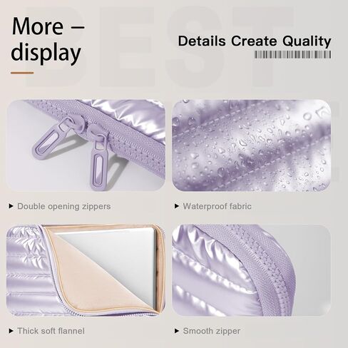 Teryeefi Laptop Sleeve Bag 15 Inch, Fashion Waterproof Puffy Soft Laptop Carrying Case for MacBook Air Pro 15 inch, Dell, Asus, HP 15 inch Laptop Device- Purple in Saudi Arabia