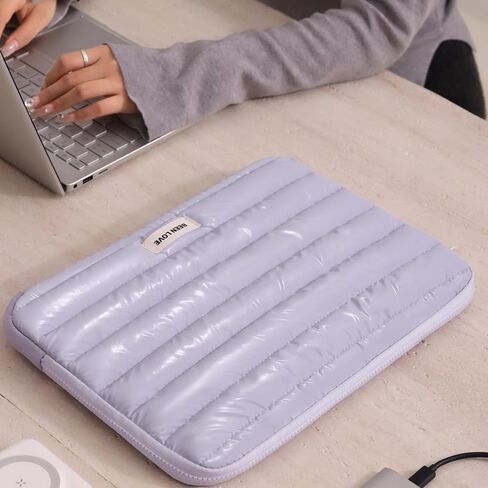 Teryeefi Laptop Sleeve Bag 15 Inch, Fashion Waterproof Puffy Soft Laptop Carrying Case for MacBook Air Pro 15 inch, Dell, Asus, HP 15 inch Laptop Device- Purple in Saudi Arabia
