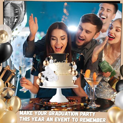 72 Pcs Graduation Cake Kit Small Graduation Cap and Diploma Cake Topper Balls Congrats Grad Flowers Cupcake Class of 2025 Themed Grad Party Decorations for University College High School (Black) in Saudi Arabia