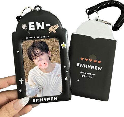 Kpop ENHYPEN Photocard Holder Black Minimalist Card Sleeve Simple Card Cover Suitable for Storing 3~3.5 in Celebrity Album Cards (En) in Kuwait
