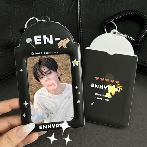 Kpop ENHYPEN Photocard Holder Black Minimalist Card Sleeve Simple Card Cover Suitable for Storing 3~3.5 in Celebrity Album Cards (En) in Kuwait