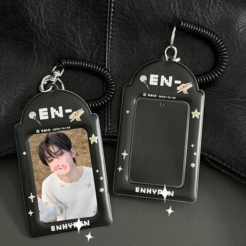 Kpop ENHYPEN Photocard Holder Black Minimalist Card Sleeve Simple Card Cover Suitable for Storing 3~3.5 in Celebrity Album Cards (En) in Kuwait