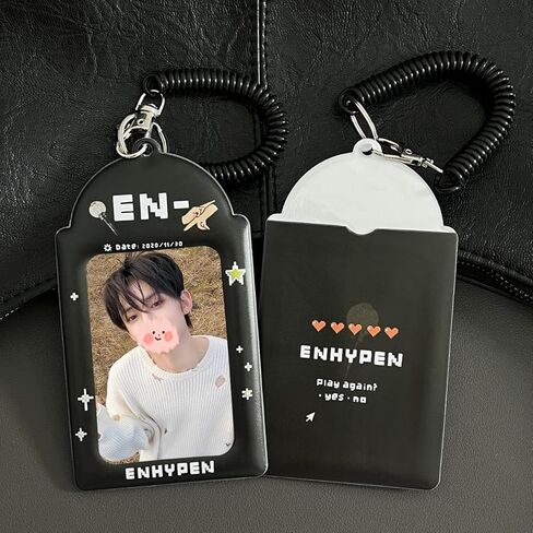 Kpop ENHYPEN Photocard Holder Black Minimalist Card Sleeve Simple Card Cover Suitable for Storing 3~3.5 in Celebrity Album Cards (En) in Kuwait