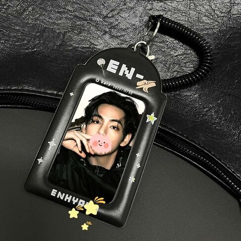 Kpop ENHYPEN Photocard Holder Black Minimalist Card Sleeve Simple Card Cover Suitable for Storing 3~3.5 in Celebrity Album Cards (En) in Kuwait