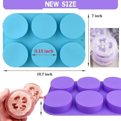 Moukiween Big Round Silicone Soap Molds, 3 Inch Cylinder Silicone Mold for Loofah Soap Making, Shower Steamer, Bath Bombs, Lotion Bars (Set of 2) in Saudi Arabia