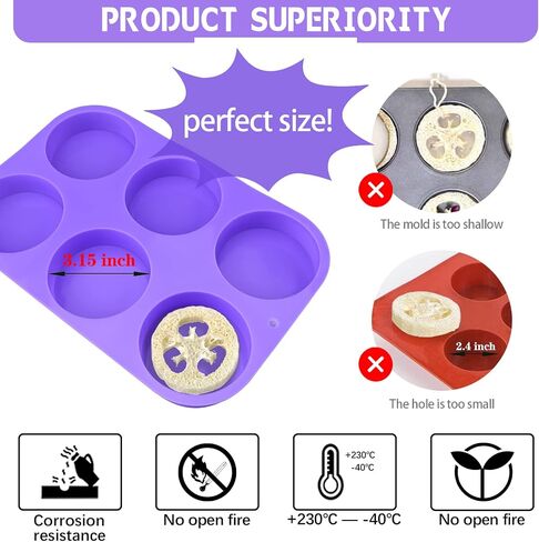 Moukiween Big Round Silicone Soap Molds, 3 Inch Cylinder Silicone Mold for Loofah Soap Making, Shower Steamer, Bath Bombs, Lotion Bars (Set of 2) in Saudi Arabia