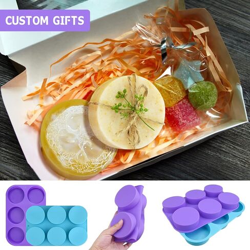 Moukiween Big Round Silicone Soap Molds, 3 Inch Cylinder Silicone Mold for Loofah Soap Making, Shower Steamer, Bath Bombs, Lotion Bars (Set of 2) in Saudi Arabia