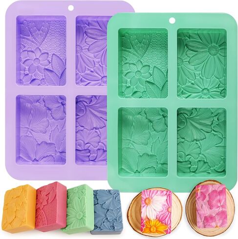 Moukiween Big Round Silicone Soap Molds, 3 Inch Cylinder Silicone Mold for Loofah Soap Making, Shower Steamer, Bath Bombs, Lotion Bars (Set of 2) in Saudi Arabia