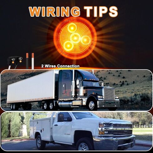 10x Amber 2" Round Sealed Led Clearance Marker Light 9LED [DOT Approved], Reflective 2 Inch Round Trailer Led Side Marker Lights Lamps Kit Flush Mount with Grommet&Wire Pigtails in Saudi Arabia