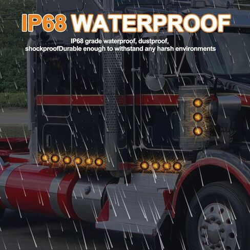 10x Amber 2" Round Sealed Led Clearance Marker Light 9LED [DOT Approved], Reflective 2 Inch Round Trailer Led Side Marker Lights Lamps Kit Flush Mount with Grommet&Wire Pigtails in Saudi Arabia