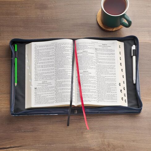 Christian Art Gifts Fashion Premium Vegan Leather Inspirational Bible Cover for Women: Trust in The Lord Silver Encouraging Scripture, Pen Loops, Pockets, Easy Carry, Navy Blue & White Floral, XL in Kuwait