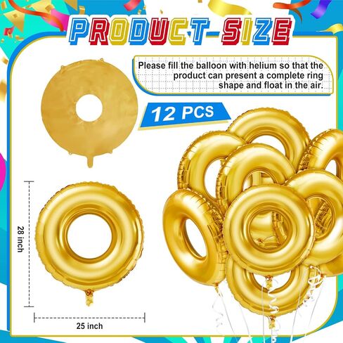6 Pack 28" Gold Ring Birthday Party Balloon Cartoon Characters Themed Party Decor Foil Large Balloons for Cartoon Carnival Theme Birthday Decorations in Saudi Arabia