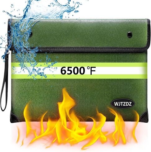 Upgraded Fireproof Money Bag, 10 Layers of Heat Insulated Materials, 6500F Fireproof, Waterproof Zipper, Reflective Strip, Document Bag with Handle for Cash, Important Documents in Saudi Arabia