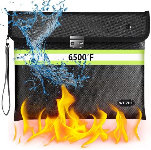 Upgraded Fireproof Money Bag, 10 Layers of Heat Insulated Materials, 6500F Fireproof, Waterproof Zipper, Reflective Strip, Document Bag with Handle for Cash, Important Documents in Saudi Arabia