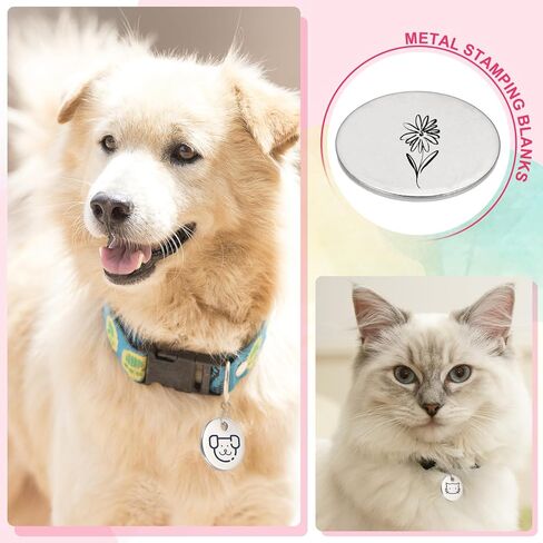 PATIKIL 66 Pcs Metal Stamping Blanks, 22mm Round Stamping Name Tags Stainless Steel Blanks Metal Plate Disc Circle for Laser Engraving Stamping Dog Tags Keychain Making in Kuwait