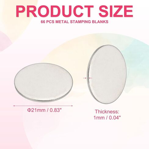 PATIKIL 66 Pcs Metal Stamping Blanks, 22mm Round Stamping Name Tags Stainless Steel Blanks Metal Plate Disc Circle for Laser Engraving Stamping Dog Tags Keychain Making in Kuwait