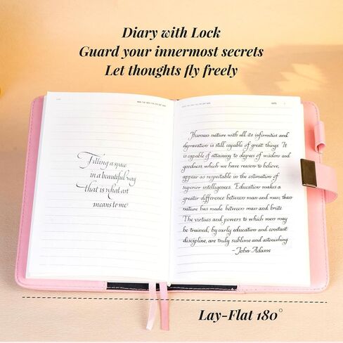 CAGIE Diary with Lock for Girls Women Pink Vintage Journal with Lock Refillable Leather Locked Diary 224 Pages Secret B6 Lockable Journals with Gift Box for Teen Girls 8.0 x 5.5 Inch in Saudi Arabia