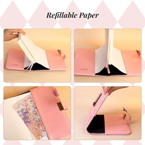 CAGIE Diary with Lock for Girls Women Pink Vintage Journal with Lock Refillable Leather Locked Diary 224 Pages Secret B6 Lockable Journals with Gift Box for Teen Girls 8.0 x 5.5 Inch in Saudi Arabia