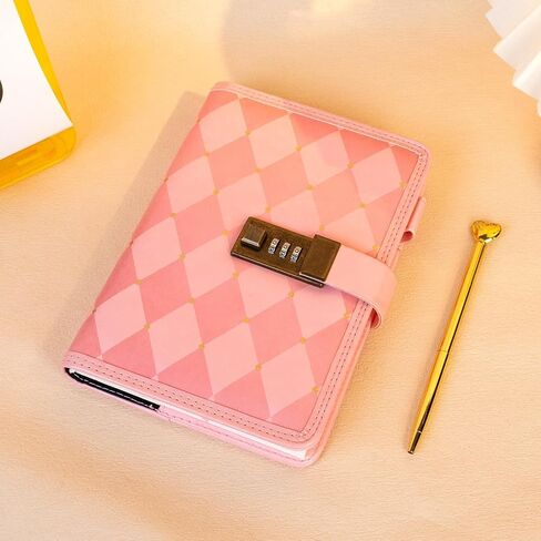 CAGIE Diary with Lock for Girls Women Pink Vintage Journal with Lock Refillable Leather Locked Diary 224 Pages Secret B6 Lockable Journals with Gift Box for Teen Girls 8.0 x 5.5 Inch in Saudi Arabia